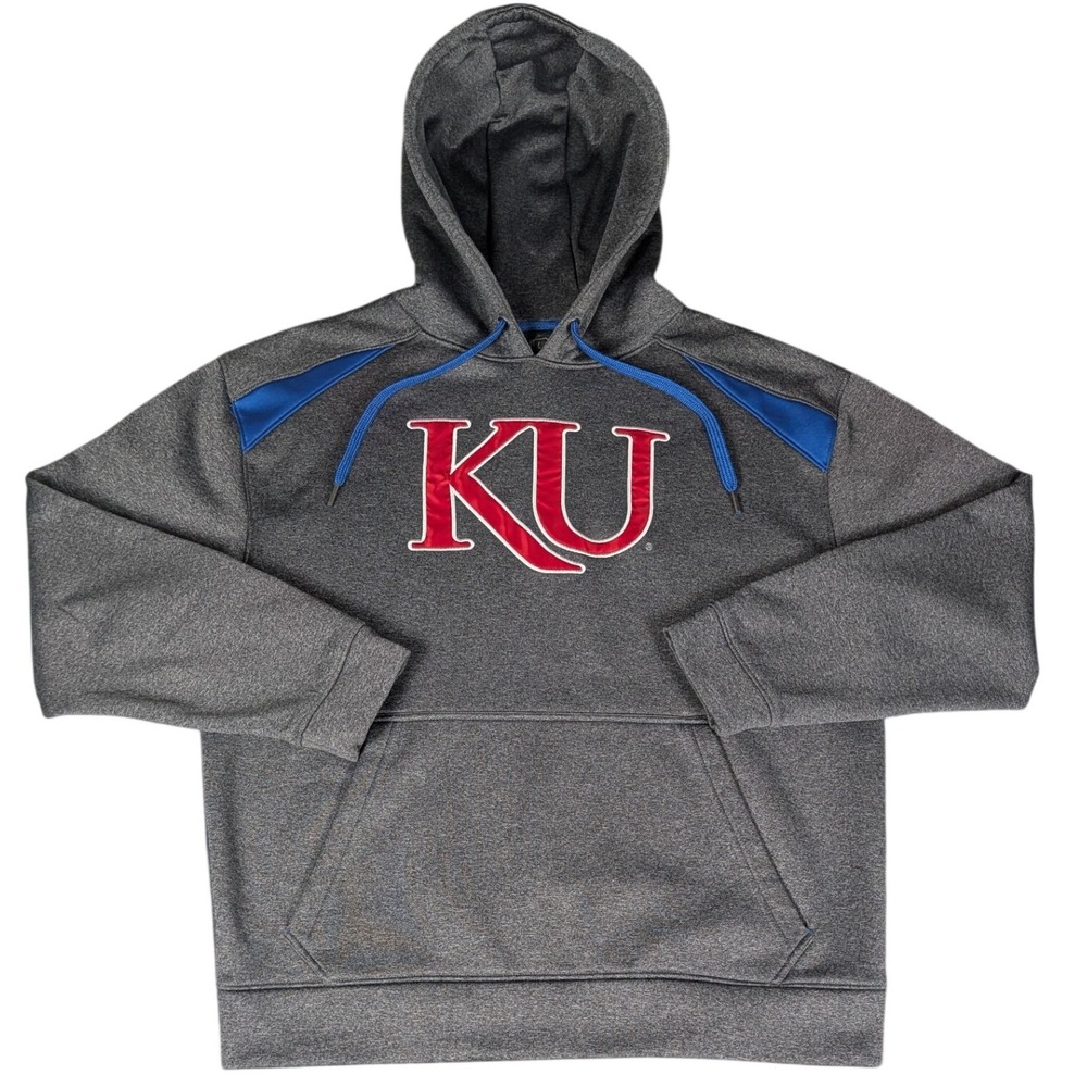 Colosseum KU Hoodie Men Small Gray Kansas Jayhawks Athletic Pullover Excellent